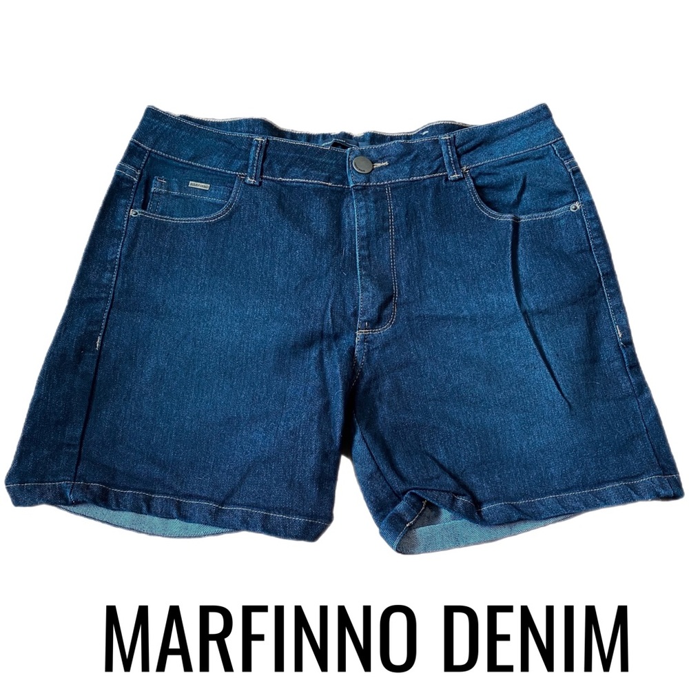 Marfinno Denim Womens Jean shorts Size 44 Dark Wash Distressed Summer